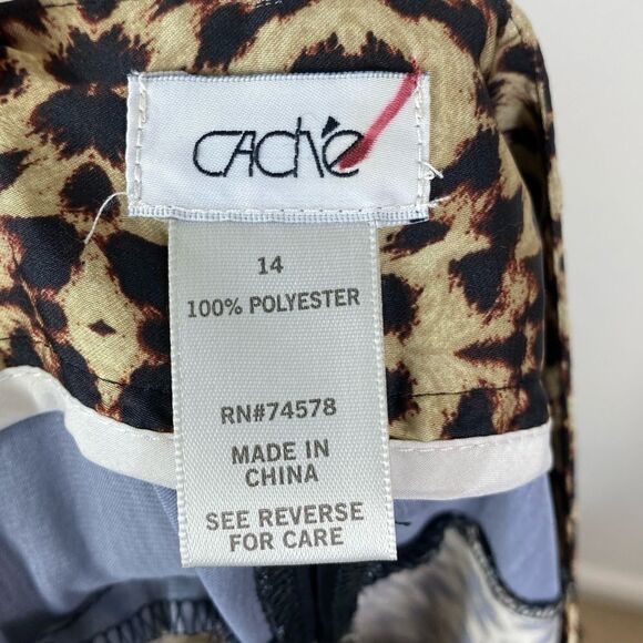 NWT Cache Black & Tan Printed Lightweight Wide Leg Pants - Picture 5 of 6